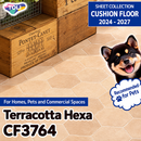 CF3764 Terracotta Hexagon [Pet-Friendly, Suitable for Foot Traffic, Deodorizing, Shock-Absorbing] TOLI Cushioned Vinyl Flooring