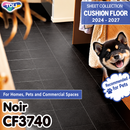 CF3740 Noir Black Tile Design [Pet-Friendly, Suitable for Outdoor Shoes, Deodorizing, Shock-Absorbing] TOLI Cushion Flooring
