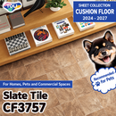 CF3757 Slate Tile Stone Pattern [Pet-Friendly, Suitable for Foot Traffic, Deodorizing, Shock-Absorbing] TOLI Cushion Flooring