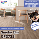 CF3732 Smoky Elm Woodgrain Cushioned Vinyl Flooring by TOLI [Pet-Friendly, Suitable for Outdoor Footwear, Deodorizing & Shock-Absorbing]