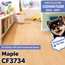CF3734 Maple Woodgrain Cushioned Vinyl Flooring by TOLI [Pet-Friendly, Suitable for Outdoor Footwear, Deodorizing & Shock-Absorbing]
