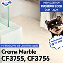 CF3755 CF3756 Crema Marble Design – TOLI Cushion Flooring [Pet-Friendly, Suitable for Outdoor Shoes, Deodorizing & Shock-Absorbing]