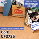 CF3735 Cork-Pattern Cushioned Vinyl Flooring by TOLI [Pet-Friendly, Suitable for Outdoor Footwear, Deodorizing & Shock-Absorbing]