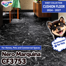 CF3753 Nero Marquina Black Marble Design – TOLI Cushion Flooring [Pet-Friendly, Suitable for Outdoor Shoes, Deodorizing & Shock-Absorbing]